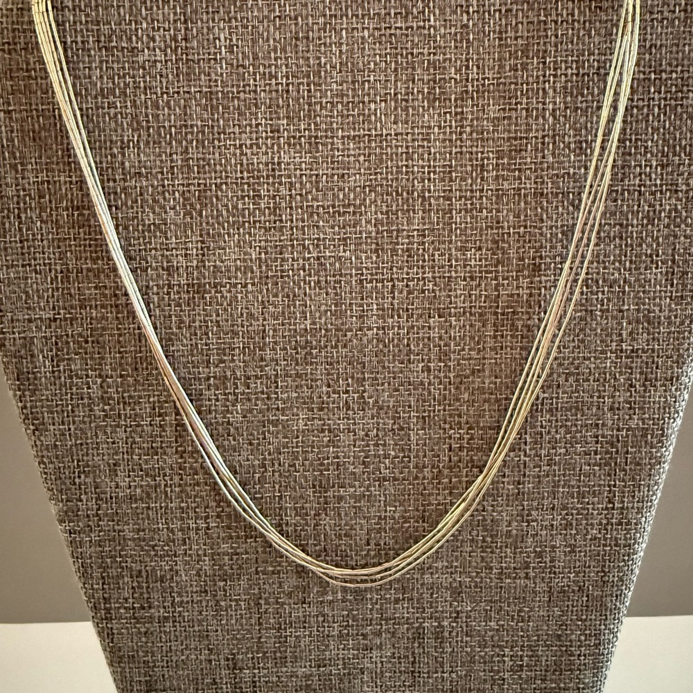 VTG Liquid Silver Sterling 5 Strand   24 Inch Necklace - Picture 2 of 5